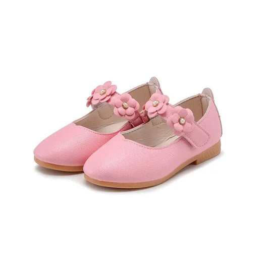Girls Low-top Solid Color Leather Shoes Princess Shoes Flowers Student Single Dance Shoes White Child Shoes Comfortable Wearable