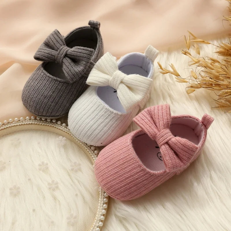 Cute Baby Girl Shoes Knitted Cotton Flat Shoes Arched Soft Sole 0-18M Newborn Princess Shoes