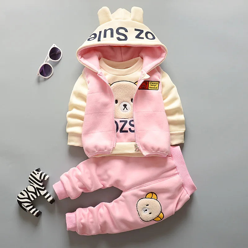 Winter Cartoon Set for Boys: Hooded Jacket and Pants