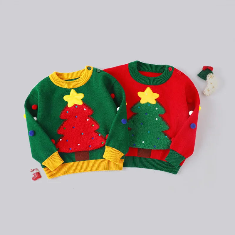 Sahir Winter Christmas Tree Baby Boy Sweater