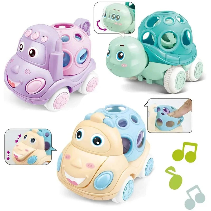 Baby Car Toys for 6 12 Months Friction Car Infant Soft Rubber Inertial Push and Go