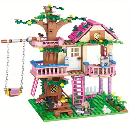 504pcs Friends City Tree House Summer Holiday Villa Castle Building Blocks Sets Figures Garden DIY Toys for Kids Girl Birthday