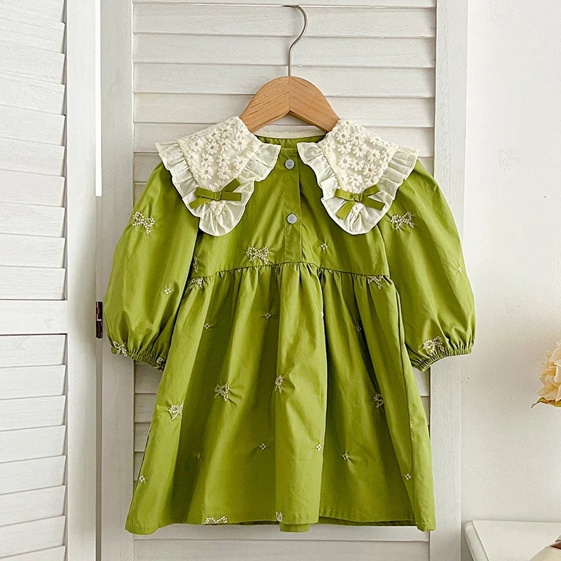 Autumn 0-6Yrs Girls Princess Dress Baby Girl Clothes Clothes Butterfly Collar Dress