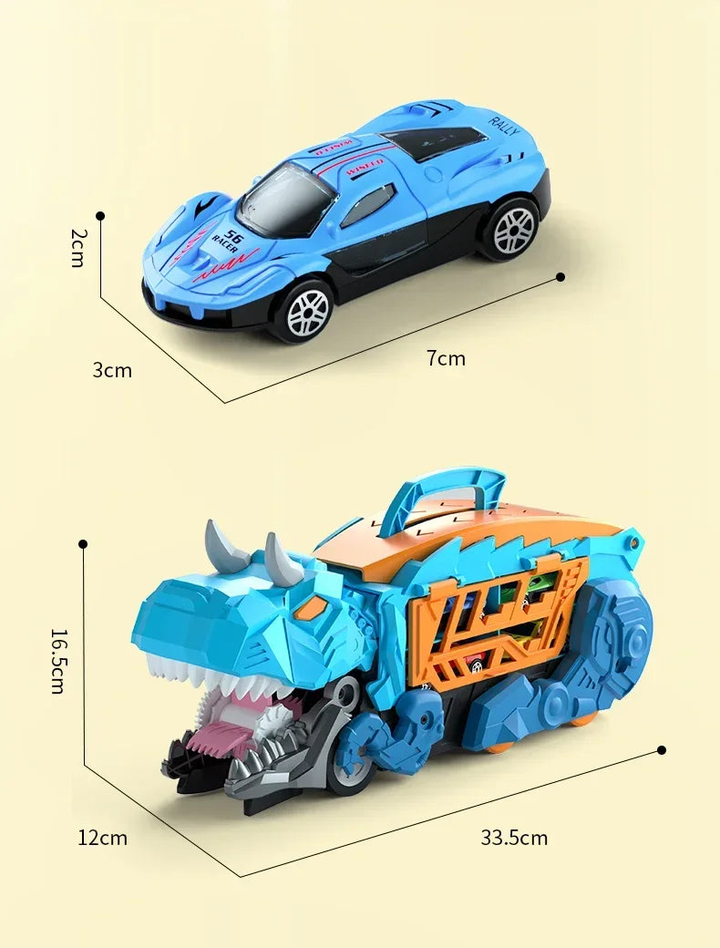 Dinosaur Toys for Kids Boys Ages 3-5, Car Track Set Dinosaur Transport Truck with Diecast Cars