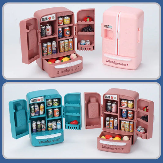 Cute Simulation Microfilm Furniture Double Door Refrigerator