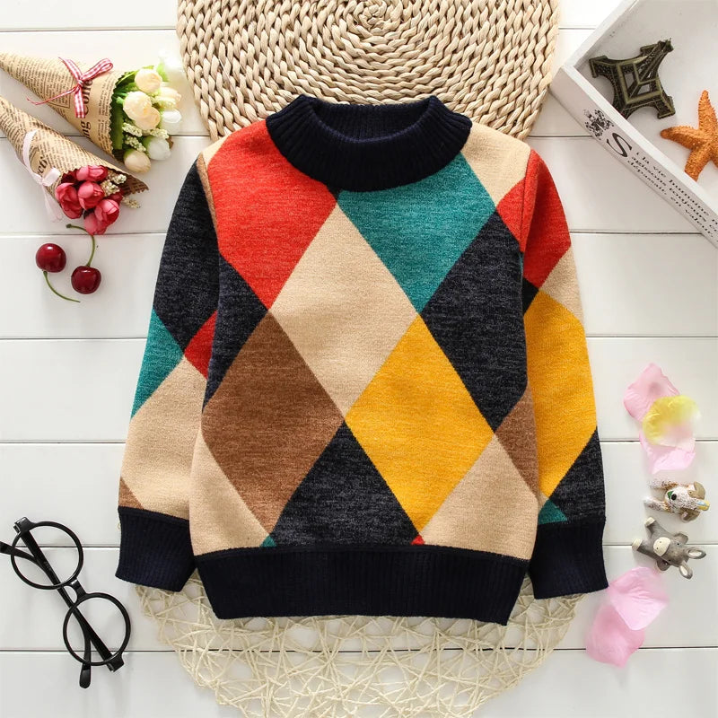 Fernelis Baby Striped Plaid Sweater