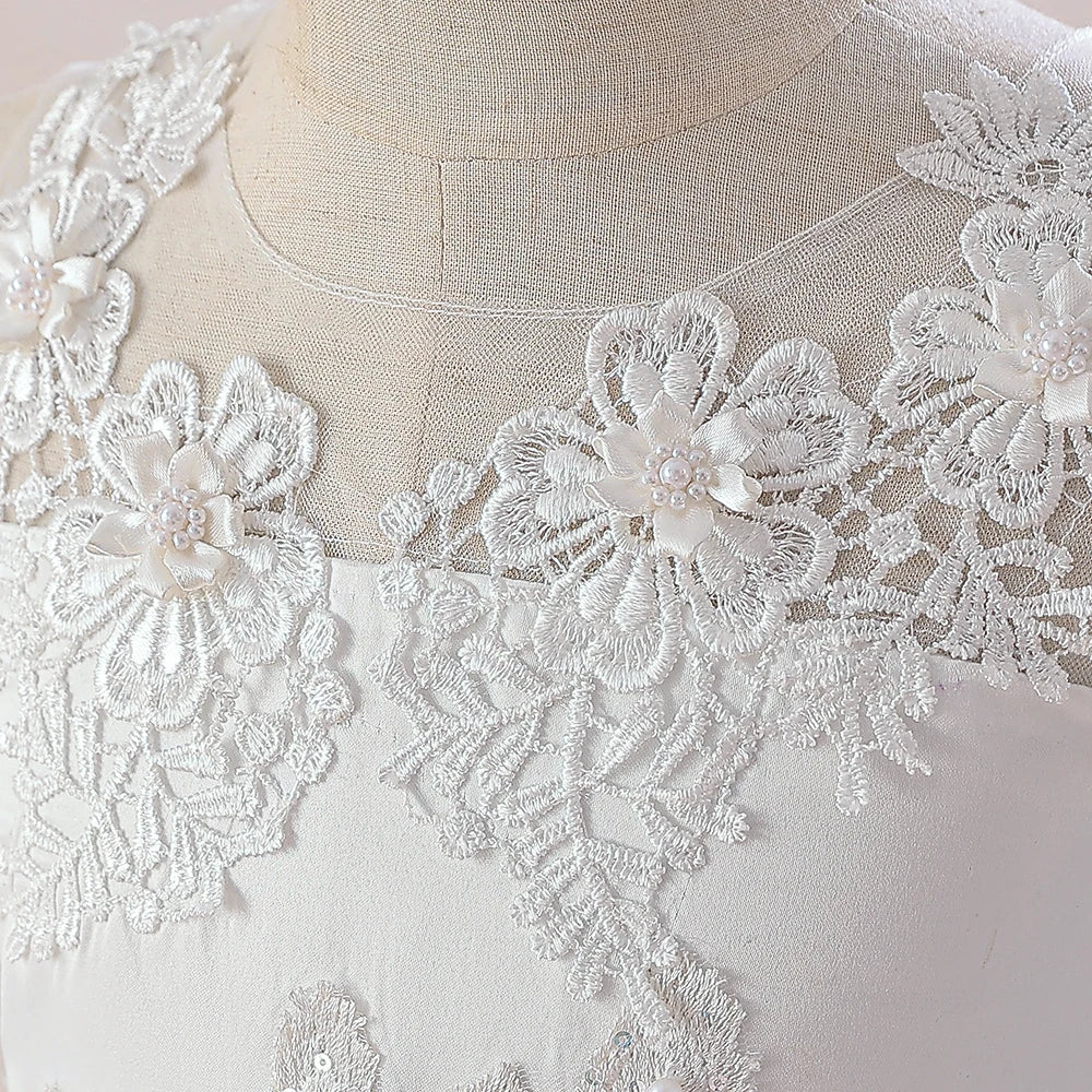 Elegant White Bridemaid Flower Girls Party Dress
