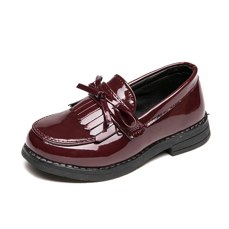 Athena Girls Leather Casual Shoes - Slip-on Loafers with Tassels