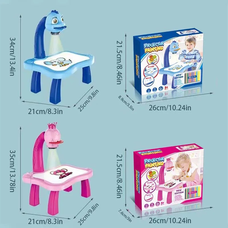 Drawing Projector for Kids, Mini Multi-Functional Writing Board Learning Drawing Educational Toys, Ideal Toy for 3+ Girls & Boys