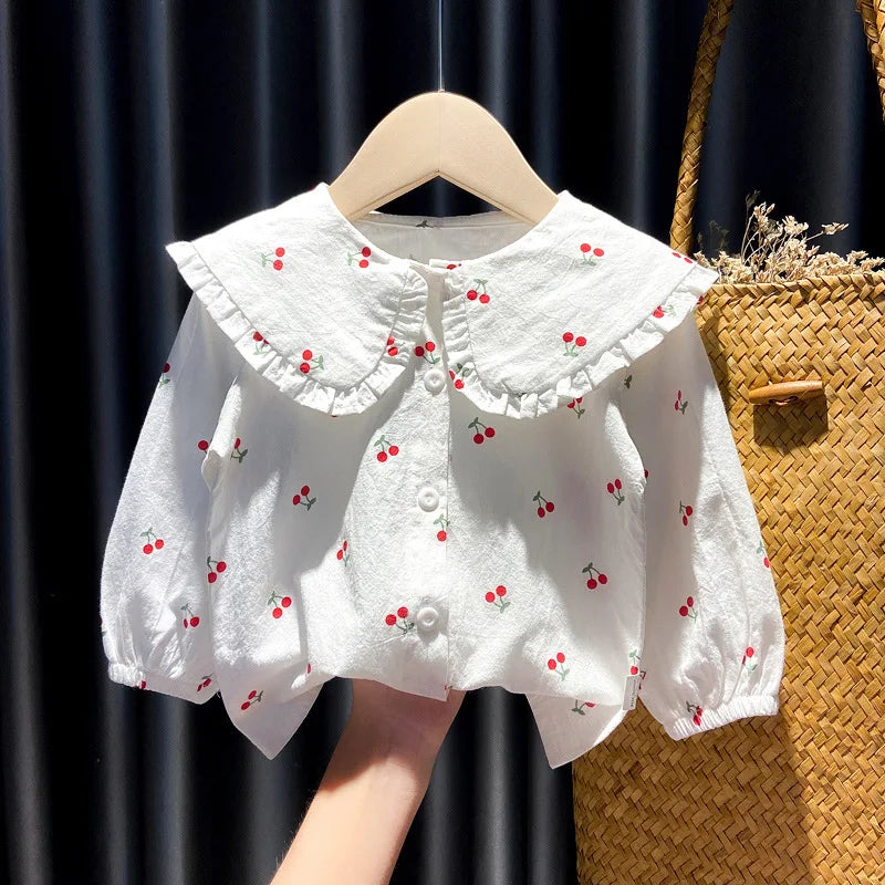 Aura Floral Long-Sleeve Spring Fall Cotton Tops