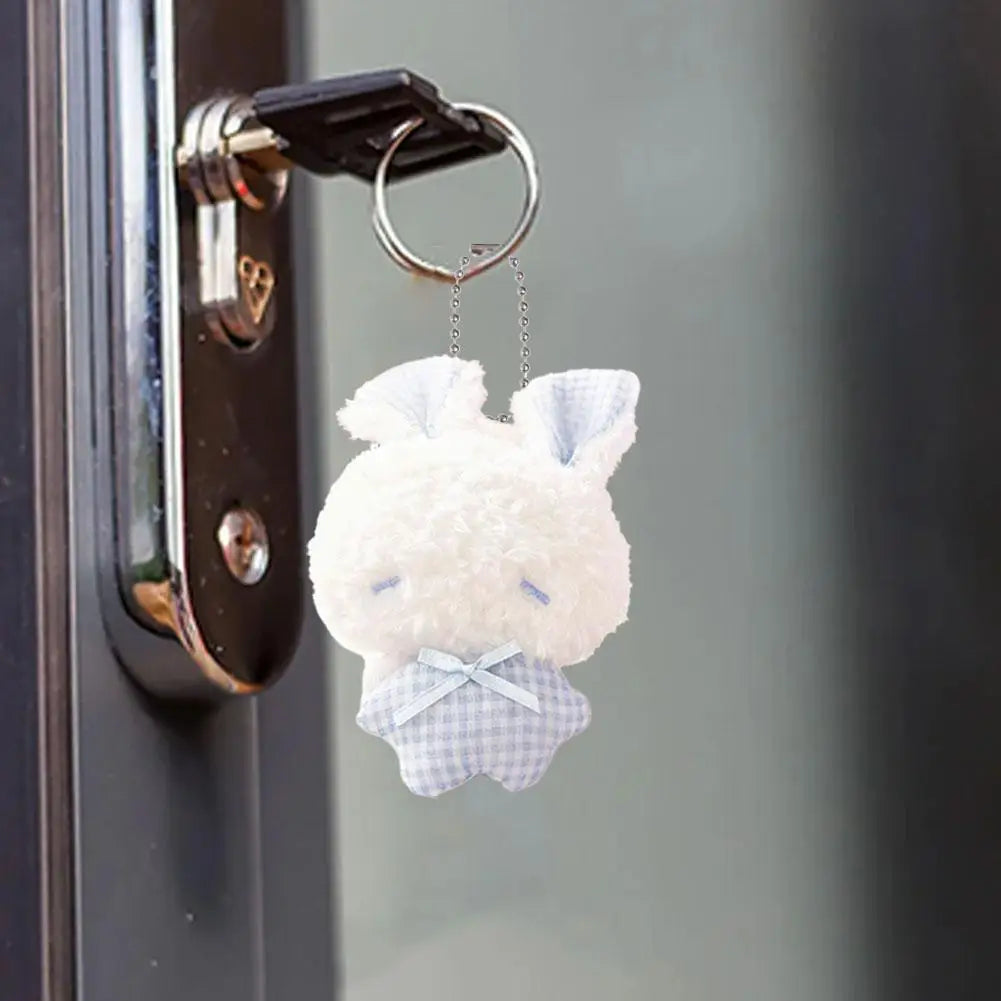 Kawaii Mini Bunny Plush Keychain Cute Angel Rabbit Stuffed Toy Soft Animal Bag Pendant Decor for Kids Girls Gift