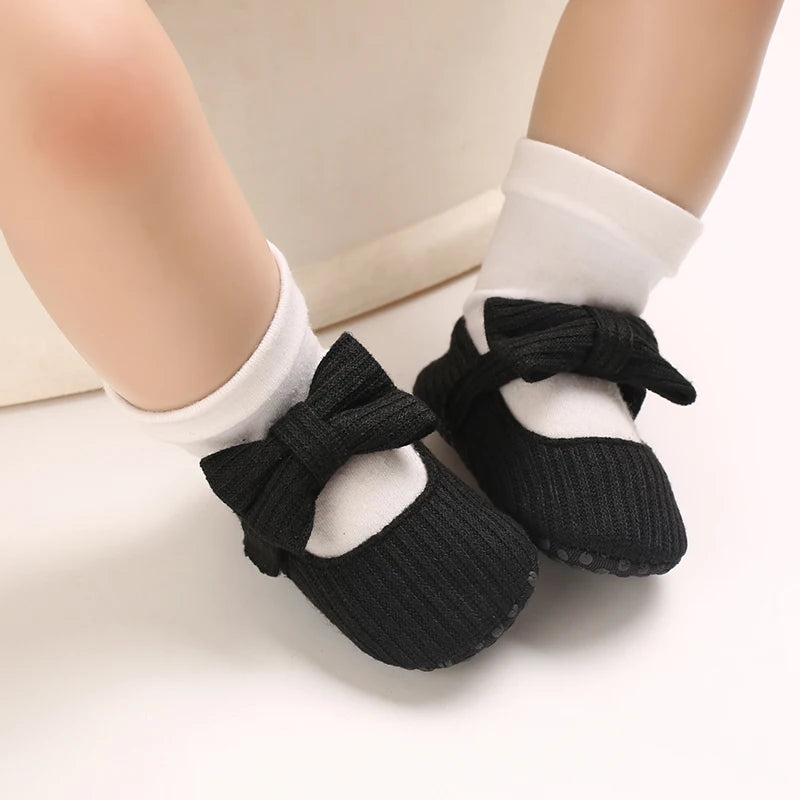 Cute Baby Girl Shoes Knitted Cotton Flat Shoes Arched Soft Sole 0-18M Newborn Princess Shoes