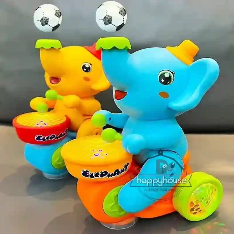 Musical Walking Elephant Drummer Toys for Kid  with LED Light Music Sensory