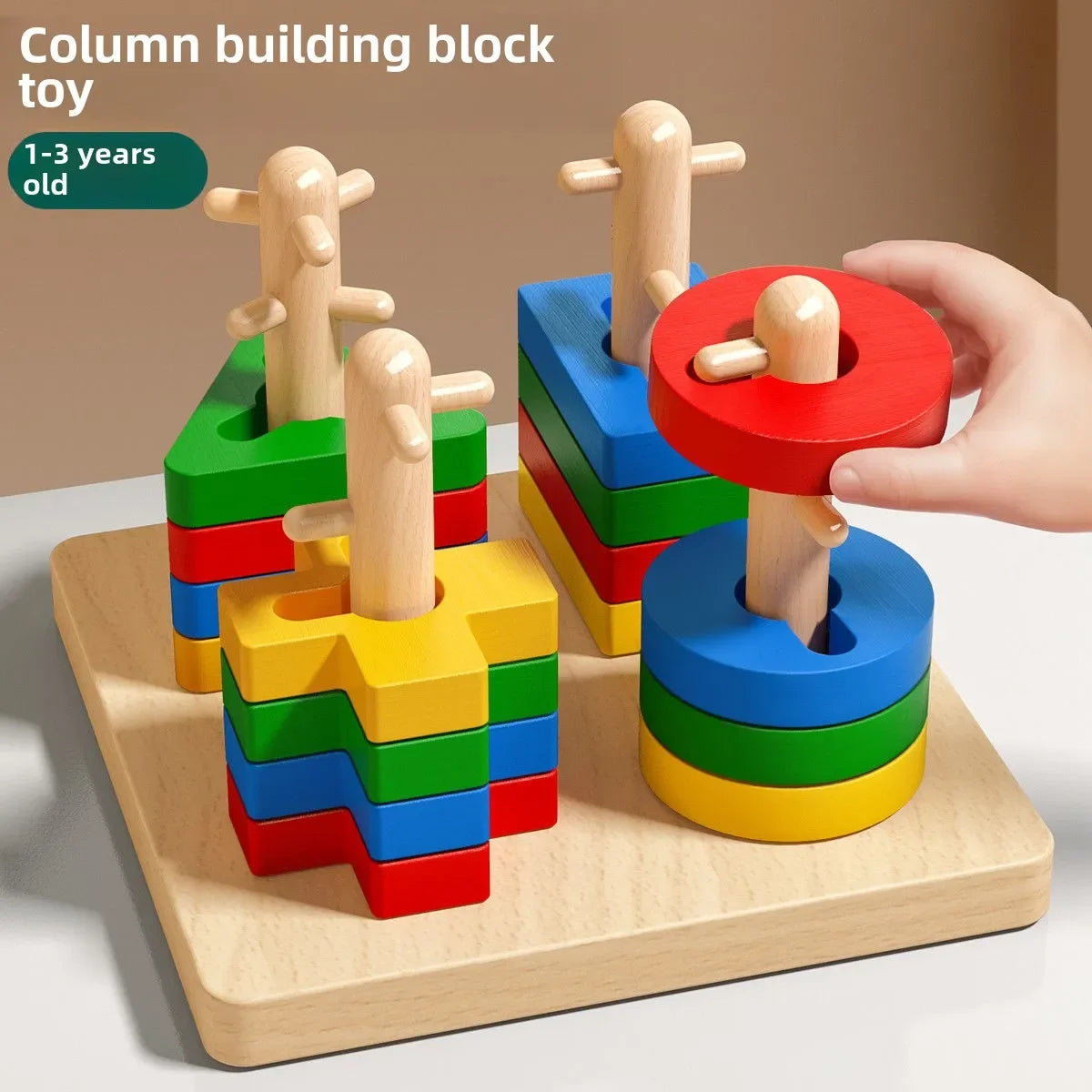 Montessori Wooden Sorting Stacking Toys for Toddlers