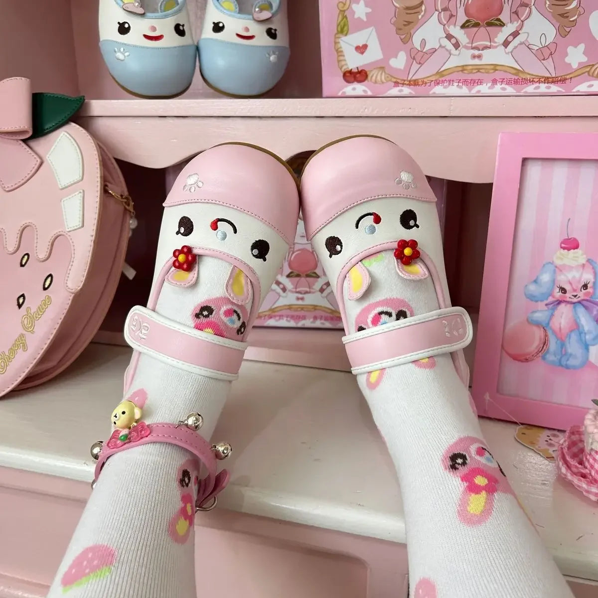 Summer Autumn New Sweet Girl Cute Indoor Round-toe Shoes Japanese Cartoon Mp Jojifuku Lolita Flat Shoes Y2k Accessories