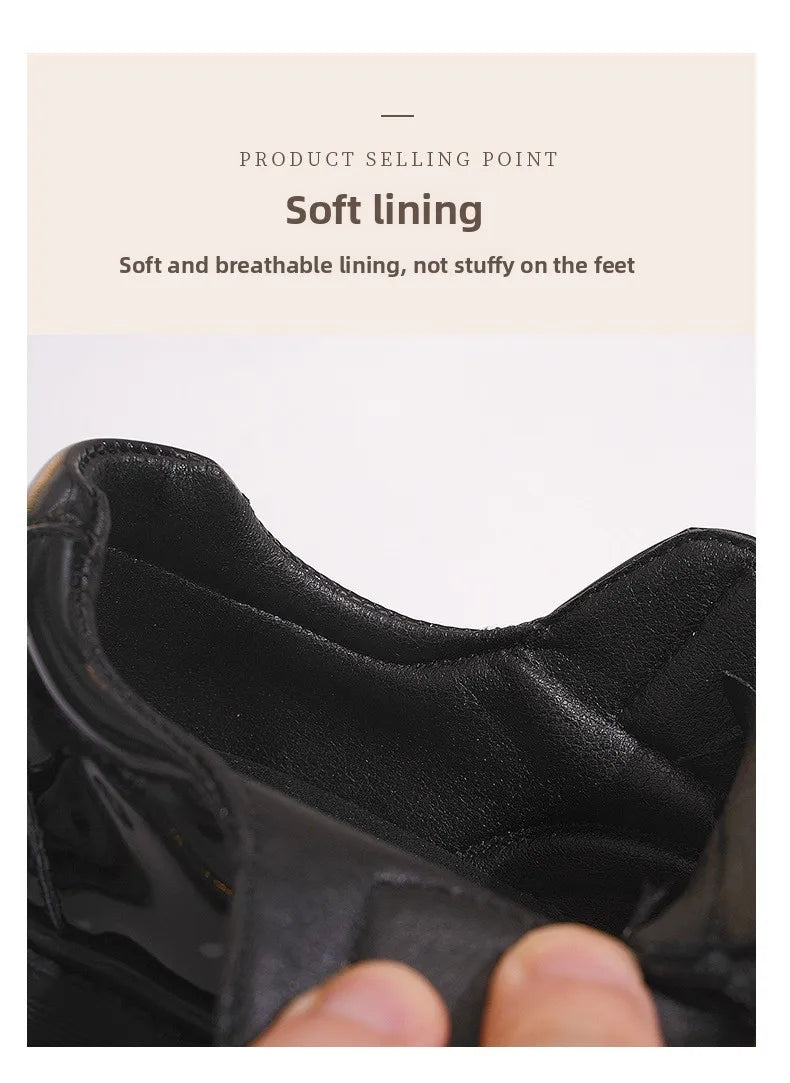 Boys Leather Shoes Spring Autumn Fashion Kids Soft Sole Shoes School Student Performance Flats Big Children's Shoes Black Formal