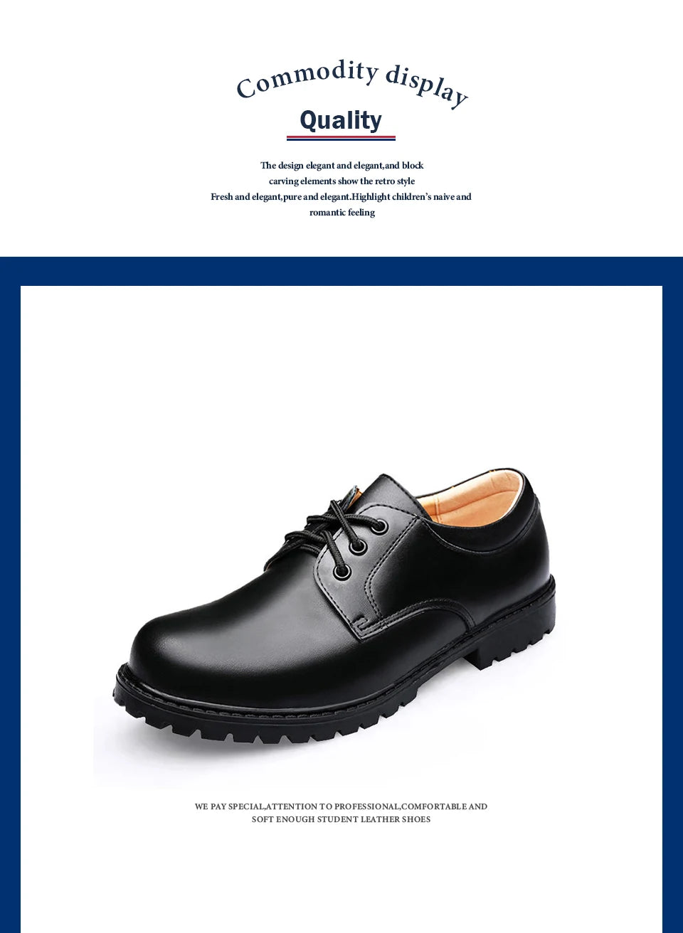 Soft Bottom School Shoes for Boys Middle School Student British Black