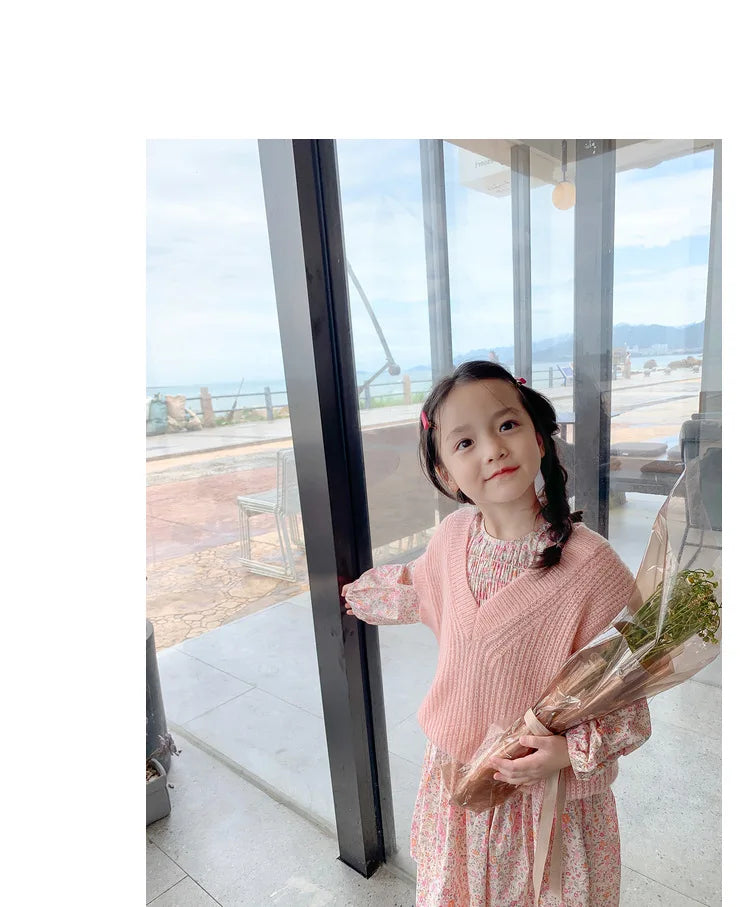 Girls Casual Dresses Floral Crease Sweet Dress Kids Clothes Princess Dress Girls 3 To 7 Years Flower Girl Dresses for Weddings