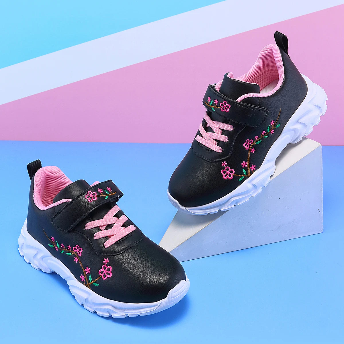 Girls' Fashionable Casual Sports Shoes, Children's Lightweight and Comfortable Running Shoes