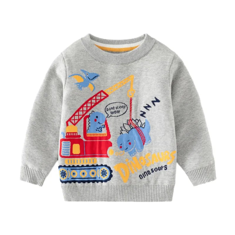 Valentino Thickened Dinosaur Car Print Pullover Sweater - GuGuTon baby store - Baby Fashion - Toddlers Outfits - Babies Outfits - Toddler Clothes - Kids Clothing - Newborn Clothes - Newborn Wear - Kids Wear - Trending Clothes - Trending Outfits - Fall Fashion - Winter Fashion - Girls Clothes - Boys Clothes - Babies Wear - Kids Accessories - KidsWear - Summer Clothes - Summer Fashion - Summer Trend - Falls Sweaters - Tops - Bottom - Jeans - Blouse - Dresses - Newborn Dresses - Toys