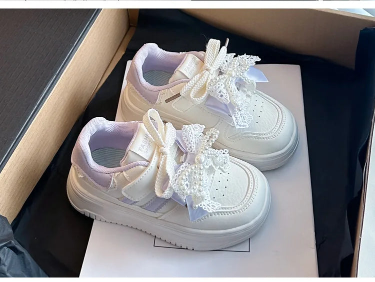 Girls Sports Shoes for Students Casual Shoes Princess Style Soft Bottom 2026 Brand New Children Tennis Shoes Breathable Non-slip