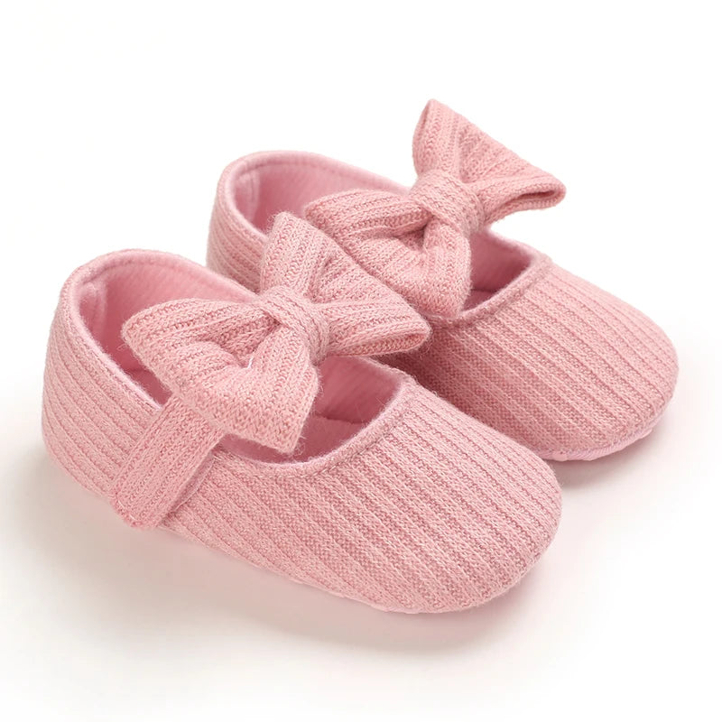 Cute Baby Girl Shoes Knitted Cotton Flat Shoes Arched Soft Sole 0-18M Newborn Princess Shoes