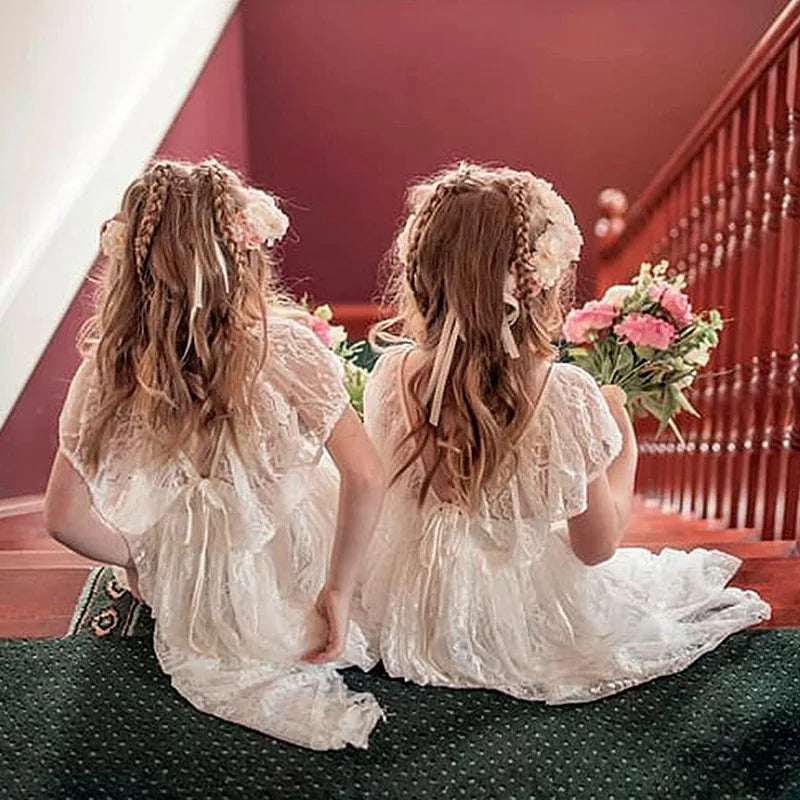 Little Girl Trumpet Dress Princess Eleagant Lace Mermaid Dresses