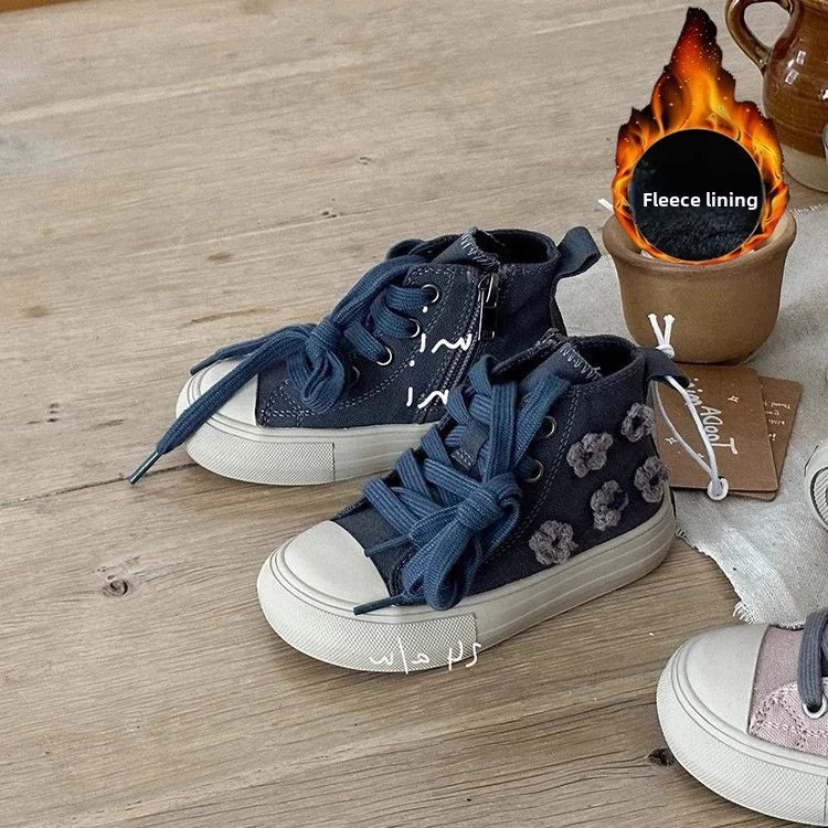 Children High Top Canvas Shoes Baby Soft Casual Shoes