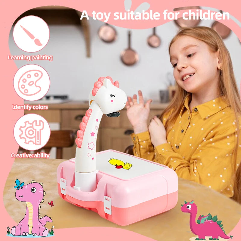 Drawing Projector for Kids, Mini Multi-Functional Writing Board Learning Drawing Educational Toys, Ideal Toy for 3+ Girls & Boys