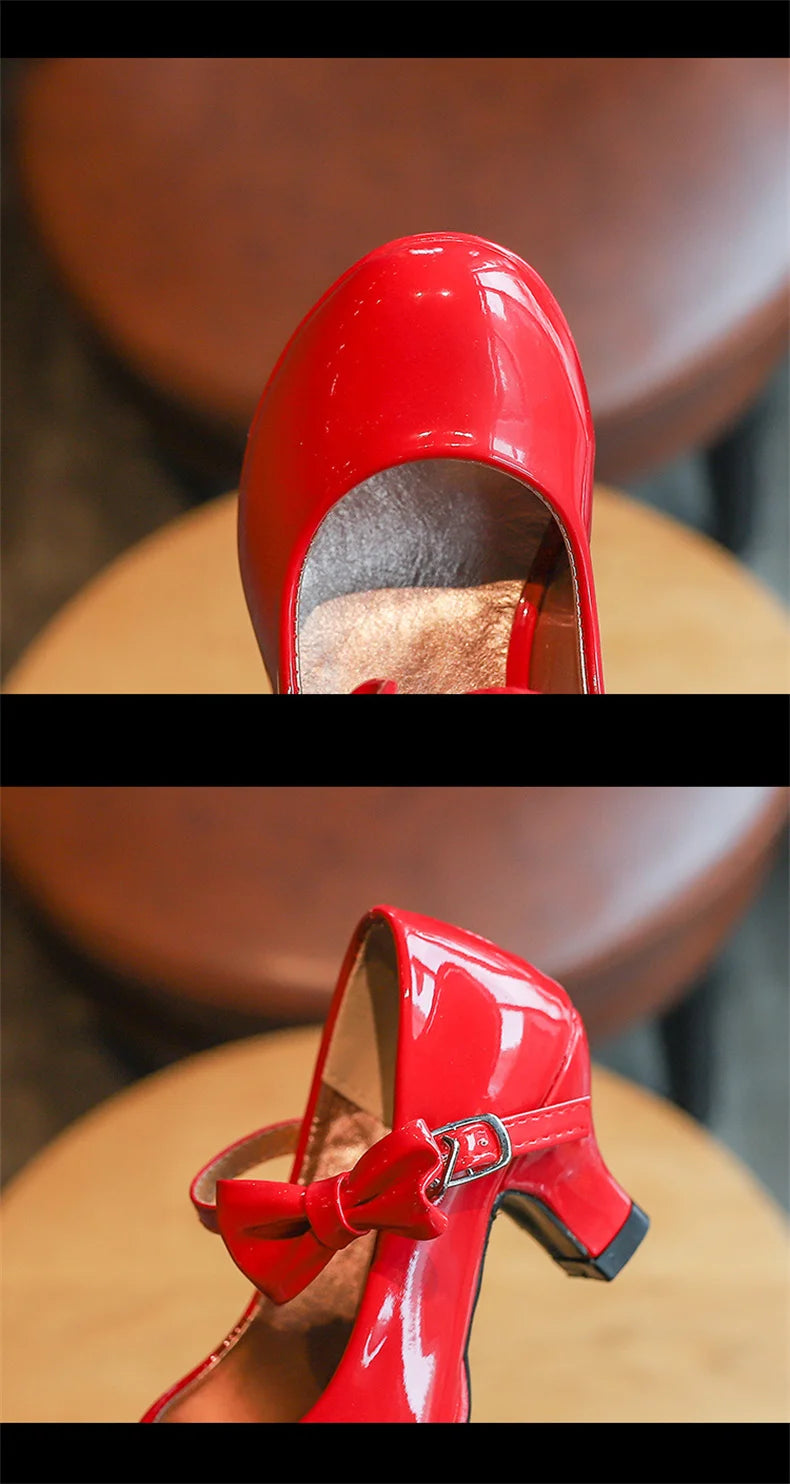 Girls Leather Shoes Autumn Bowtie Sandals 2023