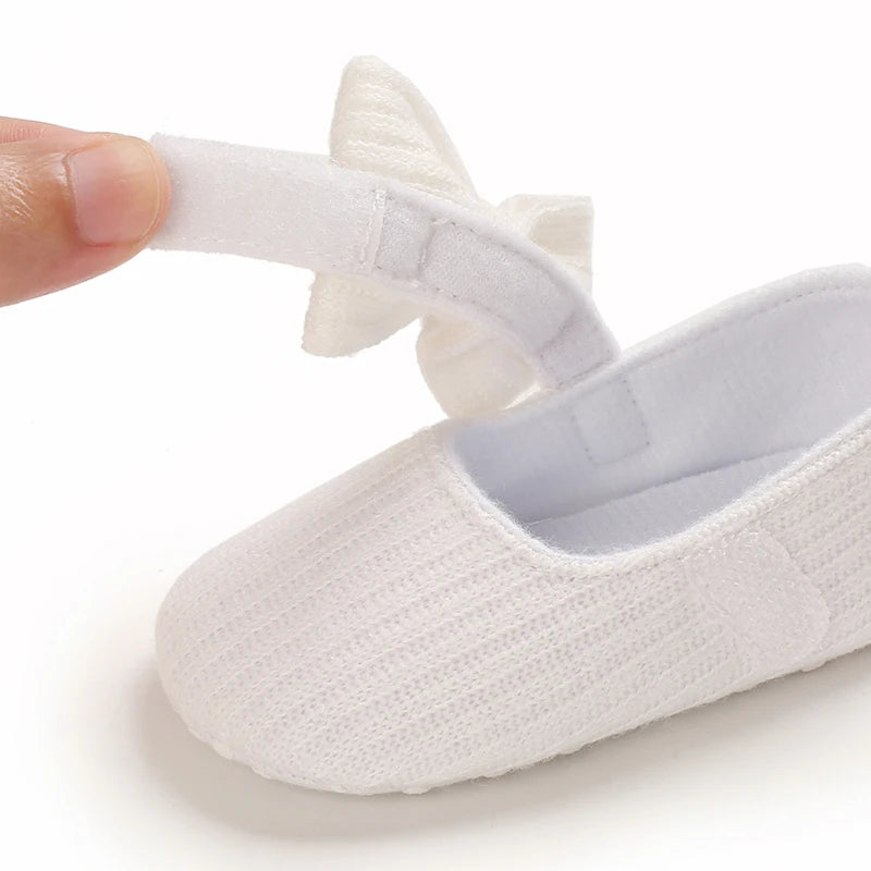 Cute Baby Girl Shoes Knitted Cotton Flat Shoes Arched Soft Sole 0-18M Newborn Princess Shoes