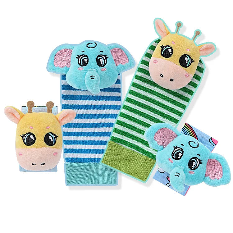 Baby Wrist Rattles Socks Newborn Animal Socks Infants Foot Finder 0-12 Months
