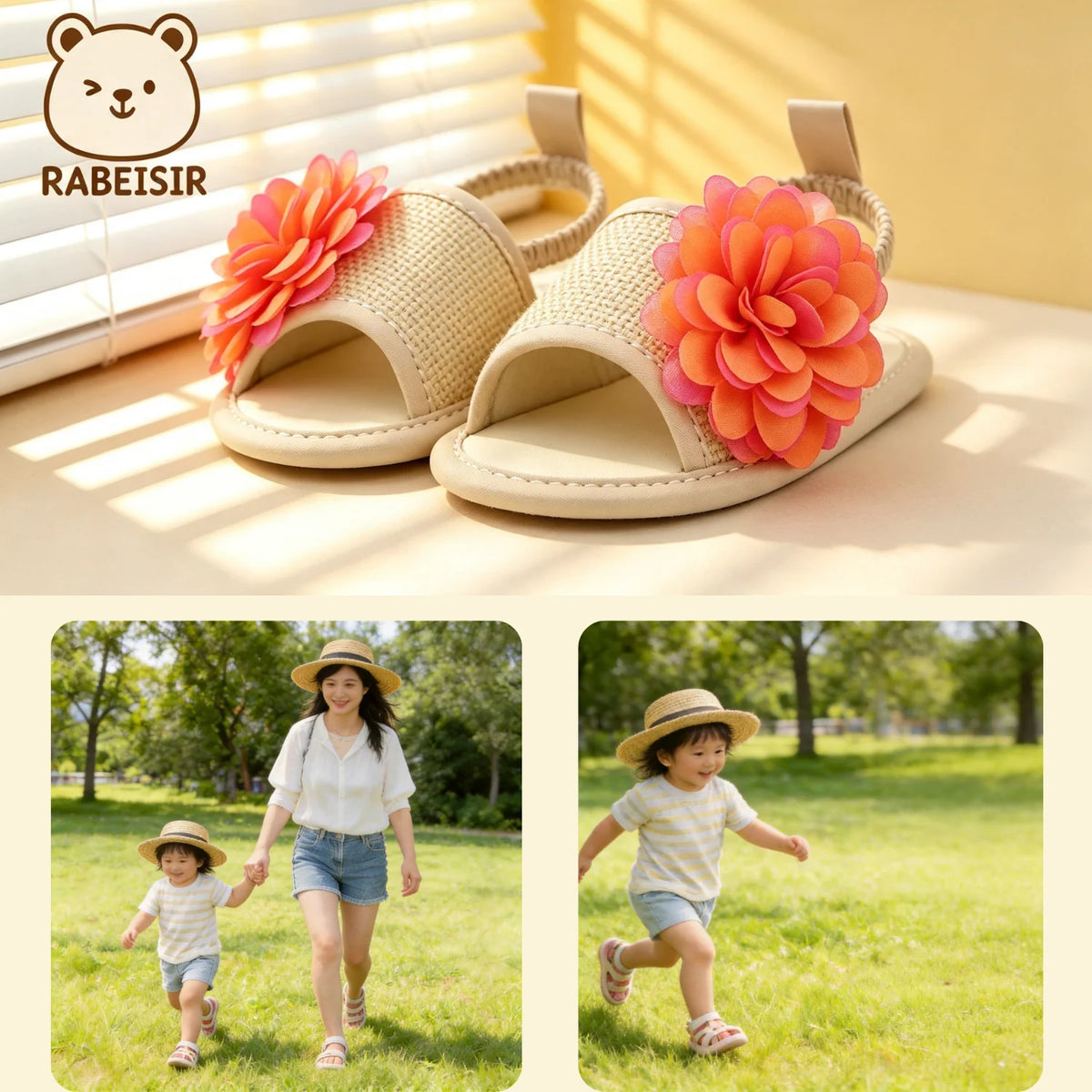 Girls' Front-Walking Shoes for Spring and Summer Baby Sandals 0-6-12-18 Months
