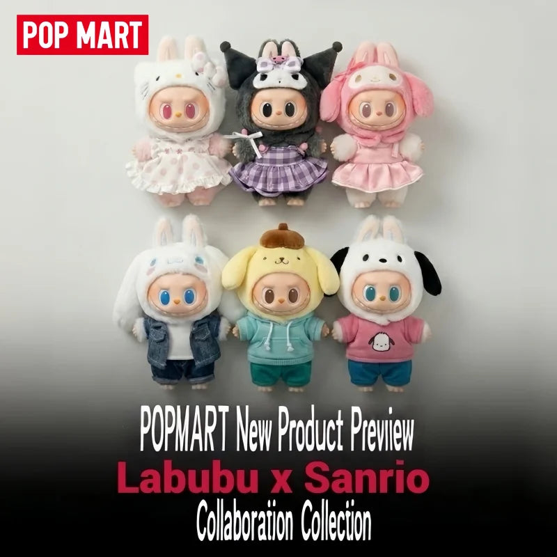 Labubu X Sanrio Family The Monsters Vinyl Plush Doll POP MART Kawaii Anime Figure Mystery Box Trendy Toy KeyChain Gift