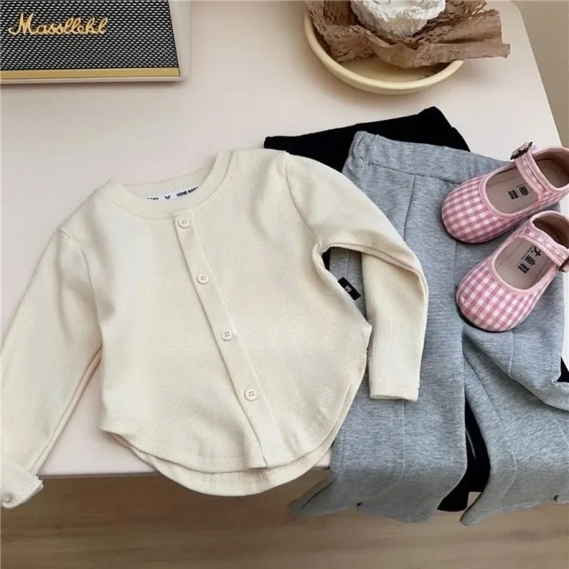 Lillith Cute Long Sleeve Solid Color Tops