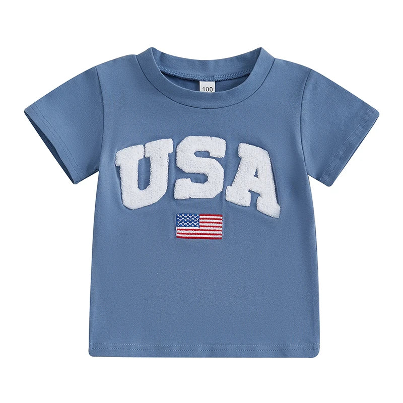 Yudy Patriotic Short Sleeve Loose Fit Top