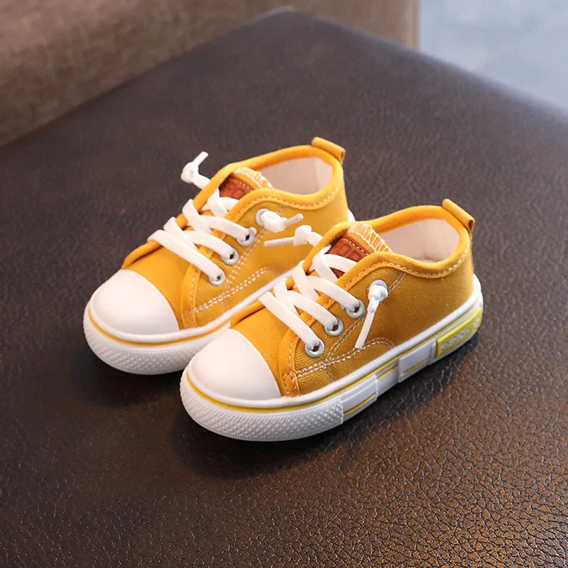 Children's Low-top Canva Shoes 2025 Spring New Style White Candy Color