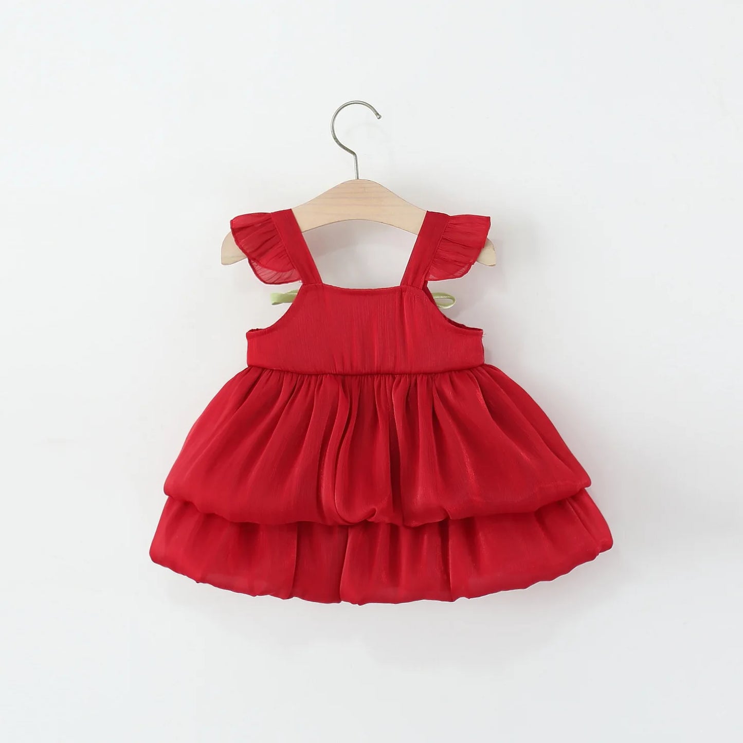 Baby Girl Dress Summer Solid Color Flower Small Fly Sleeve Girl Dress