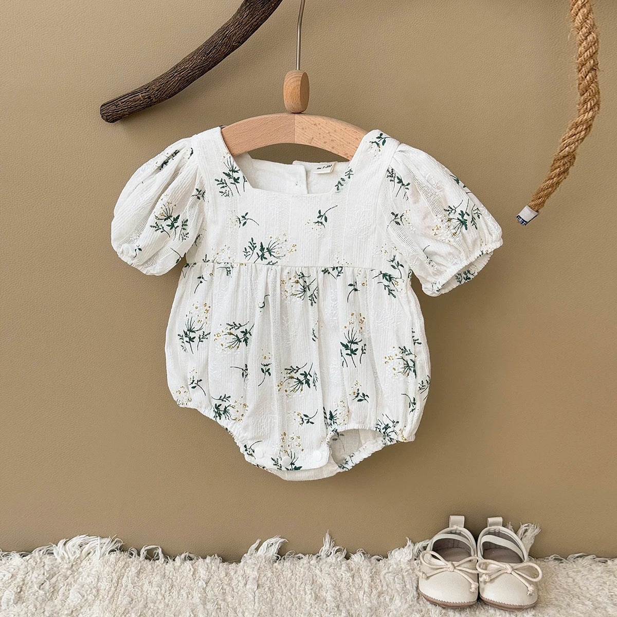 Puff Sleeve Garden Romper