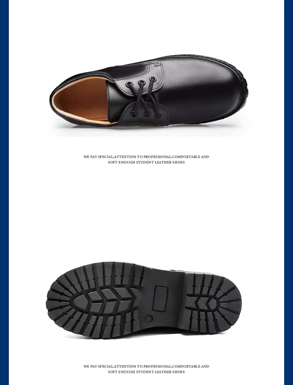 Soft Bottom School Shoes for Boys Middle School Student British Black