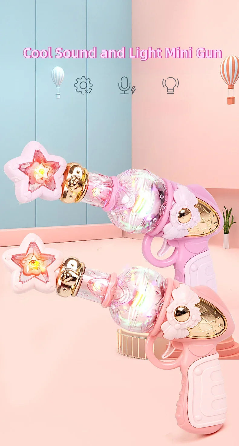 Girls Magical Electric Toy Gun Sound Light Gun Twirling Star Decoration Sweet Cute Princess Toy Non-firing Kids Birthday Gifts