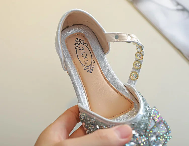 New Children Princess Shoes for Girls Bowtie Glitter Children Baby Dance Shoes