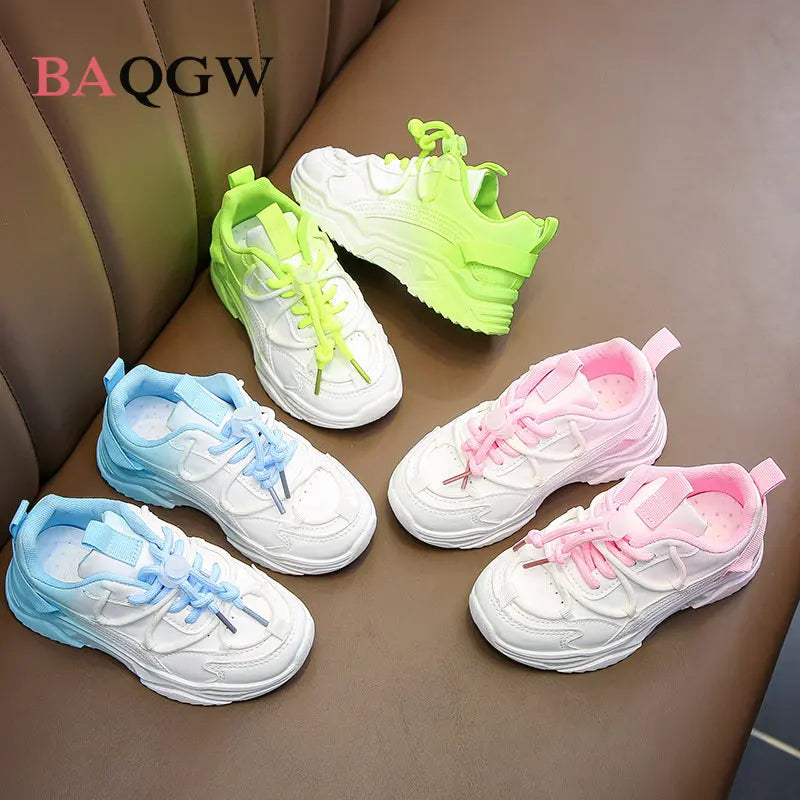 Girls Gradient Design Shoes Children Platform Sneakers Casual 4-12 Years Autumn Kids Chunky Running Sports Tennis Shoes for Girl