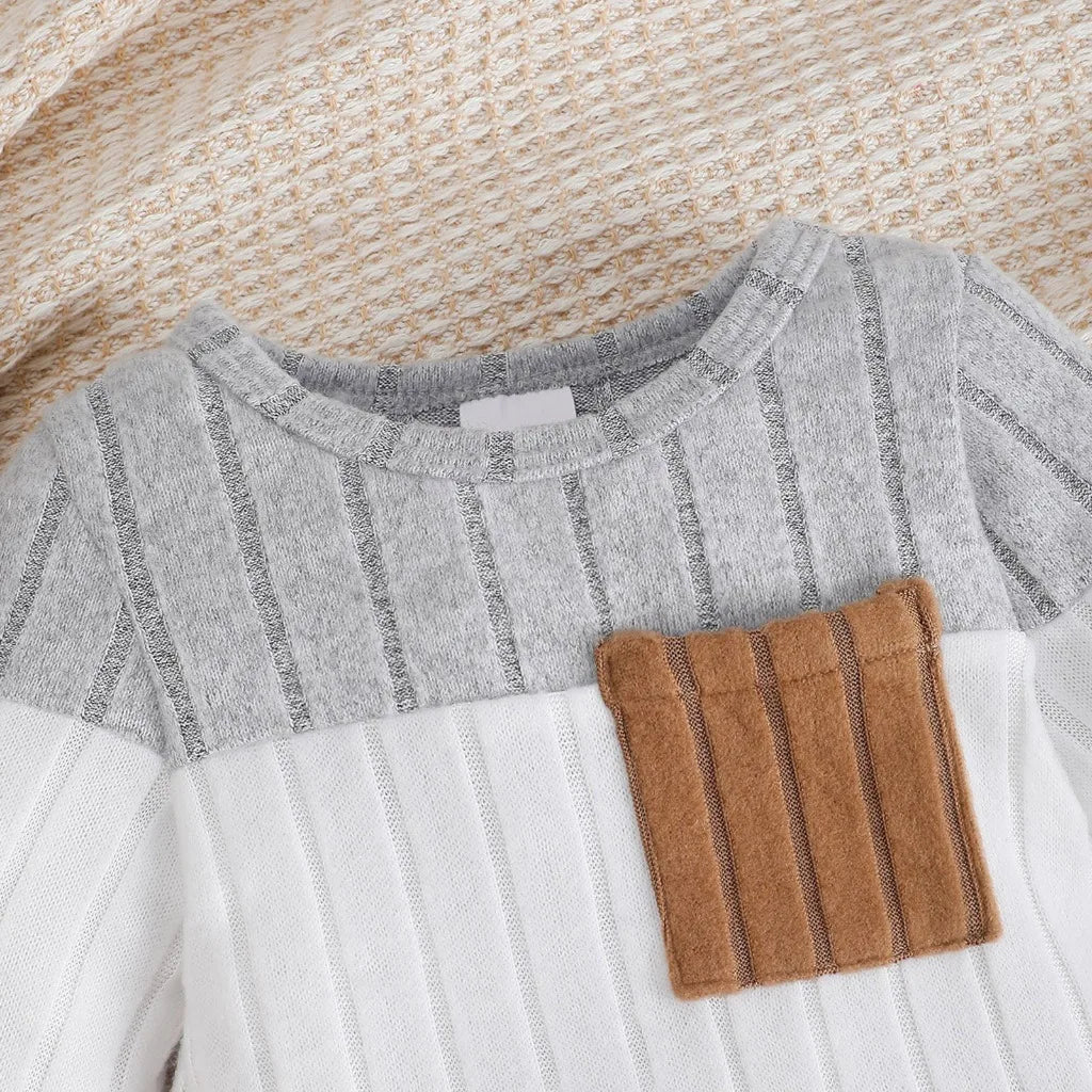 Boy Color Blocked Pants Set with Hat for Infants