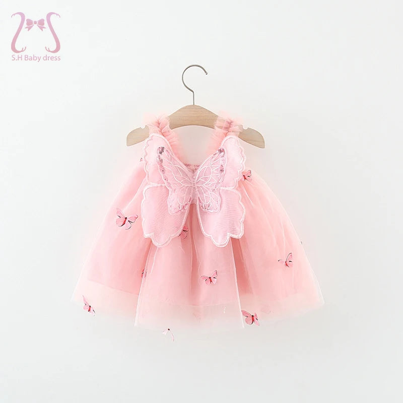 Summer Baby Girls' Princess Party Birthday Dress Butterfly Wings