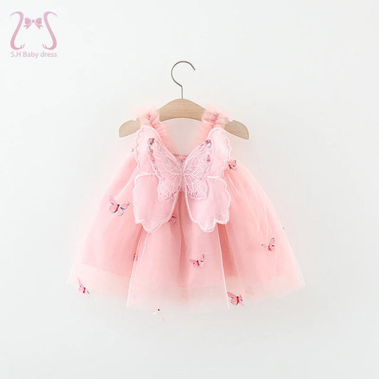 Summer Baby Girls' Princess Party Birthday Dress Butterfly Wings