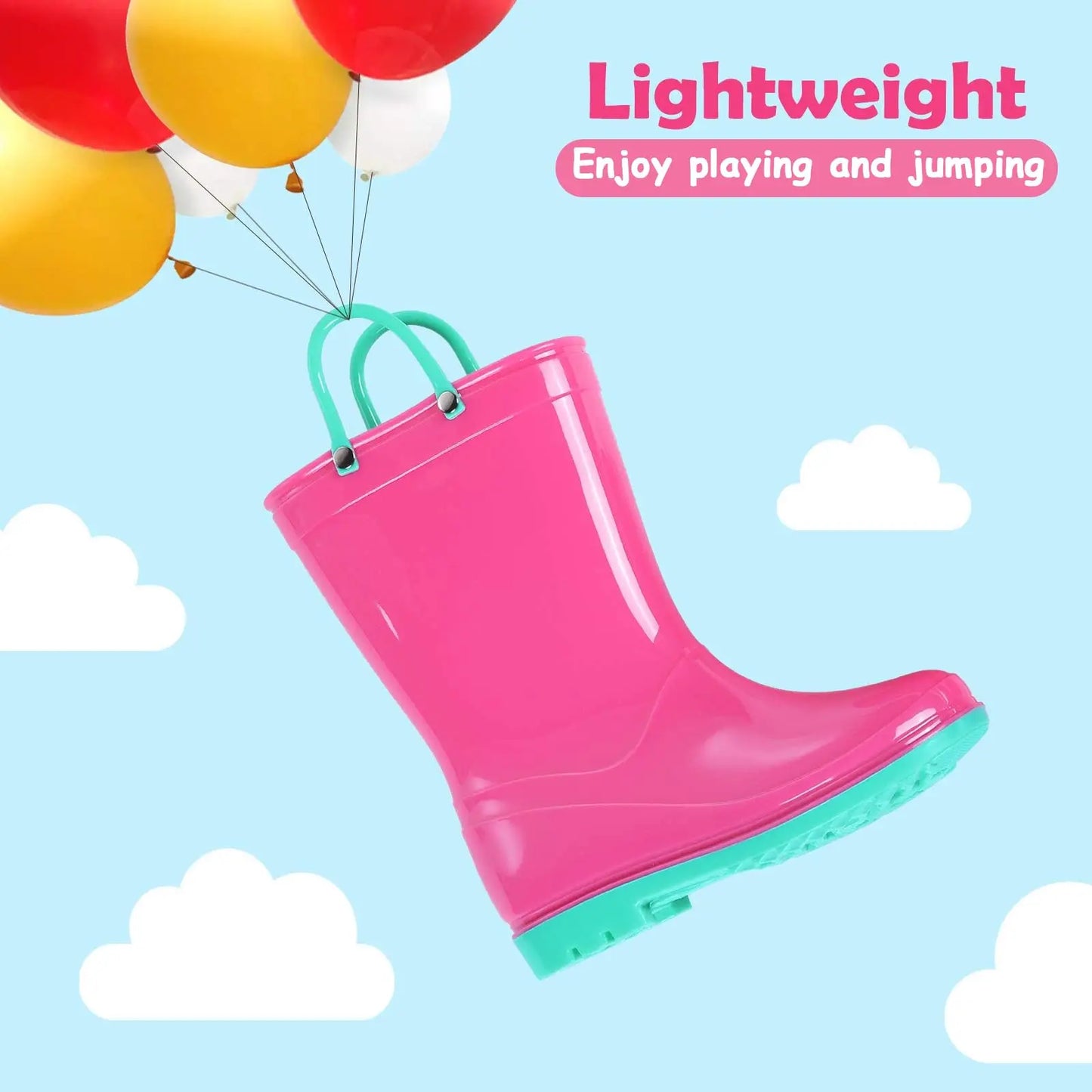 Jaden Evshine  Kids Rain Boots - Fun Dinosaur Unicorn Design