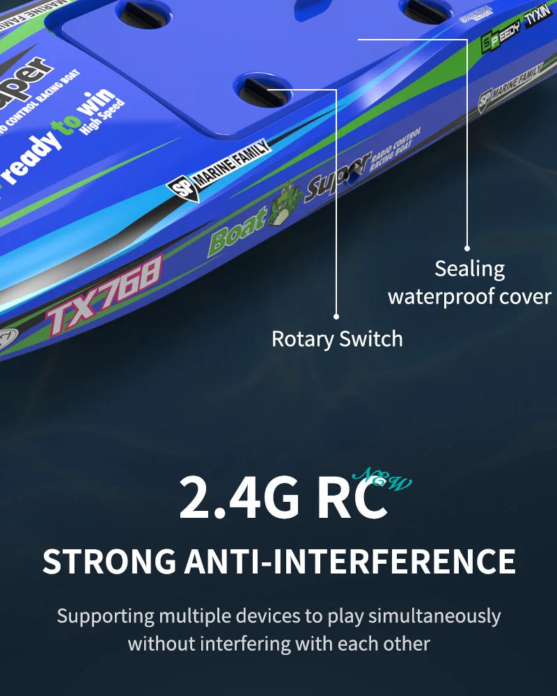 TX768 RC Boat 2.4G Brushless High Speed Remote Control Ship 30km/h