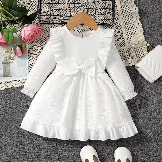 Autumn Baby Dresses Long Sleeved White  Wedding Flower Dress