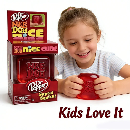 Dr Pepper x NeeDoh Nice Cube Squishy Stress Relief Toy, Soft Squeeze Fidget Cube for Kids